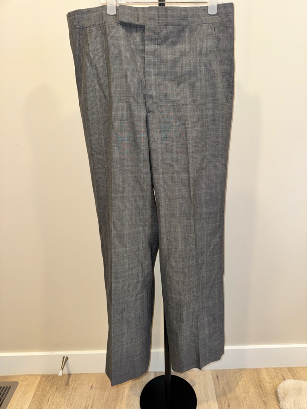Dior Gray Plaid Tailored Trousers with Branded Waistband